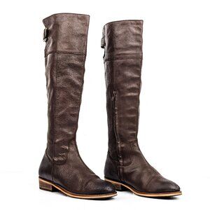 BP Women Darbie Retro Vintage 90s Brown Leather zip  OTK Tall Boots sz 8.5